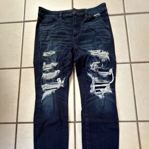 $79 American Eagle Outfitters distressed high rise jeggings size 12 regular